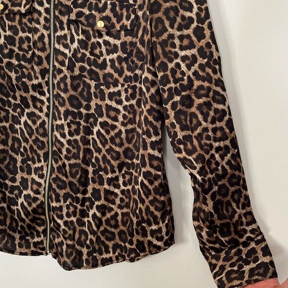 Michael Kors leopard print full zipper blouse/cardigan, excellent condition, S - Picture 11 of 11